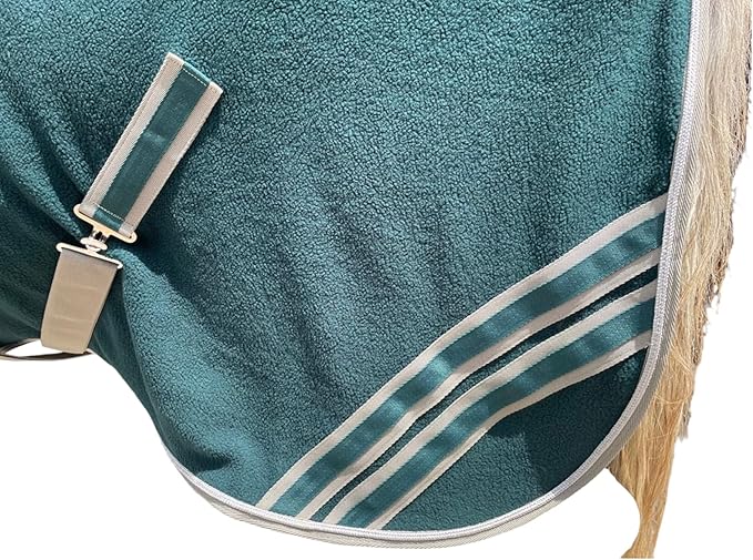 Majestic Ally Anti Pill Fleece Horse Blanket/Sheet with Silver Braided Rope (Hunter Green, 80)