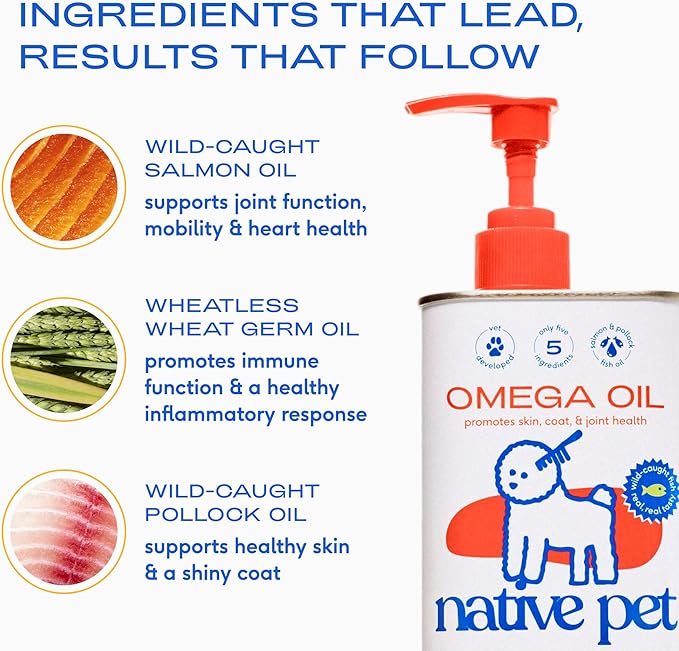 Native Pet Pack Leaders Bundle - Daily Dog Multivitamin (7 oz.) & Omega Oil for Dogs (8 oz.) - Omega 3 Fish Oil for Healthy Skin, Shiny Coat, & Strong Joints & Daily Multivitamin for Pups