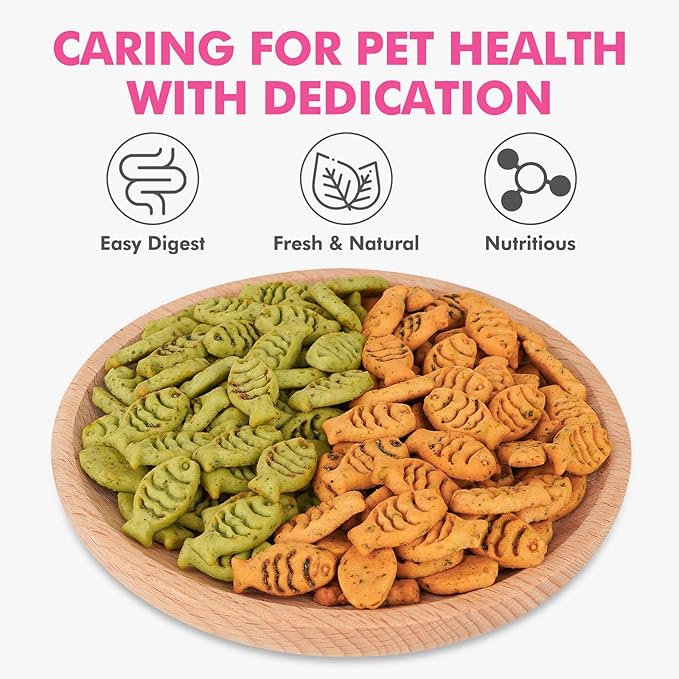 Catnip Cat Treats, Chicken and Salmon Flavor Snacks, Training Crunchy Fish Shape Adult Cat Biscuits, 30 oz