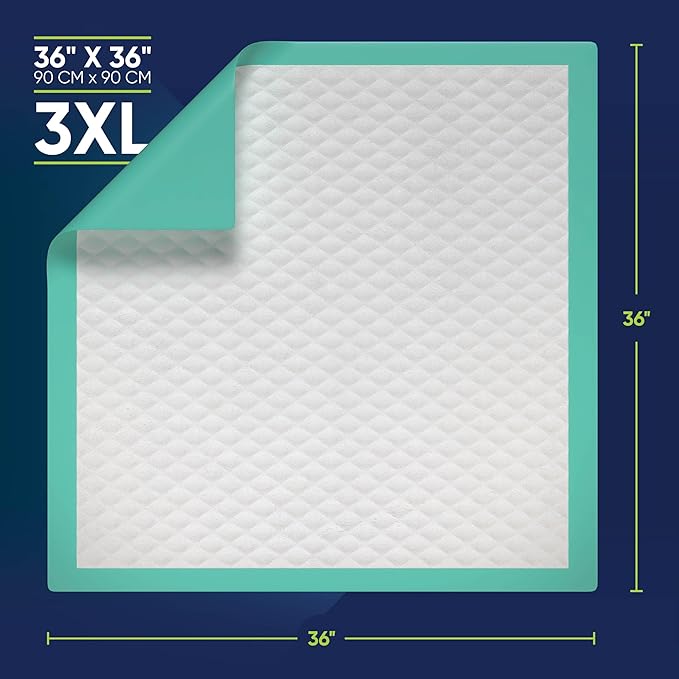 25 Pack Disposable Bed Pads 36 X 36 Inches, Super Absorbent Extra Large Incontinence Underpads, 125 Gram Heavy Duty Ultra Absorbency Medical Chux, Baby Changing Pad, Dog Puppy Pet Training Pee Pad