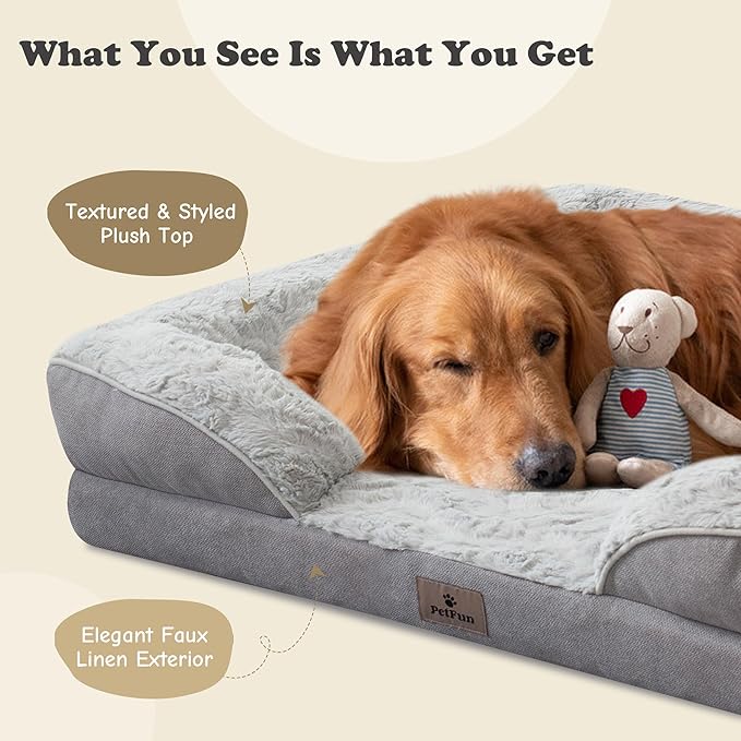 Orthopedic Dog Bed for Extra Large Dogs - XL Washable Dog Sofa Beds Large, Supportive Foam Pet Couch Bed with Removable Washable Cover, Waterproof Lining and Nonskid Bottom