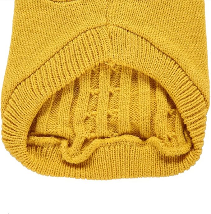CHBORCHICEN Small Dog Sweaters Knitted Pet Cat Warm Dog Sweatshirt Winter Clothes Kitten Puppy Sweater (Large,Yellow)
