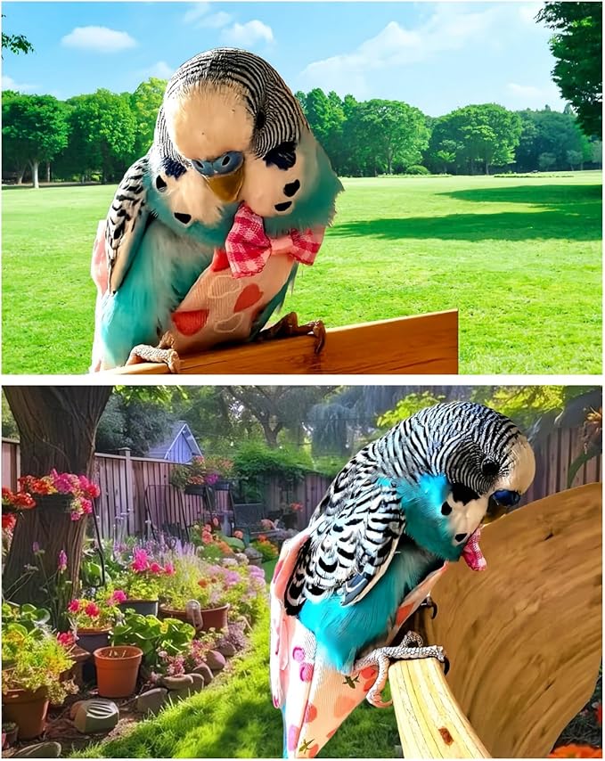 5 Pcs Bird Diapers Bird Harness Flight Suits Diapers Reusable Parrot Nappy with Waterproof Inner Layer Washable Cute Urine Wet Suit for Cockatiel Budgie Conure Macaw Parakeet Lovebird,S