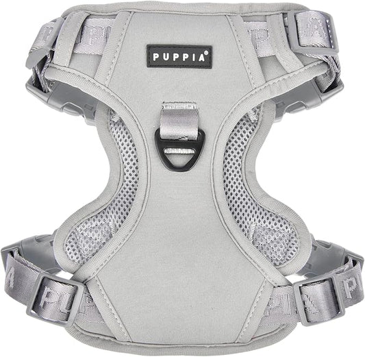 Puppia Jarek Dog Harness H Comfortable Sturdy Handle Adjustable Neck and Chest for Small and Medium Dogs - Grey - XL
