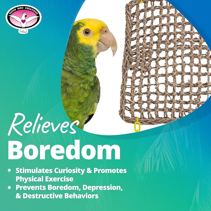 Super Bird Creations SB50005 Seagrass Mat for Cage Decor, Pet Enrichment and Boredom Relief - Versatile Toy-Making Base- Ideal for Parrots - Small to Large Birds & Reptiles - 12"x14" (1 Pack)