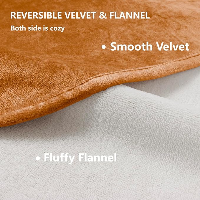 Waterproof Dog Blankets, Washable Pee Proof Pet Blanket for Couch, Soft Reversible Puppy Throw Furniture Protector Cover for Bed Sofa-52"x82",Orange+Cream