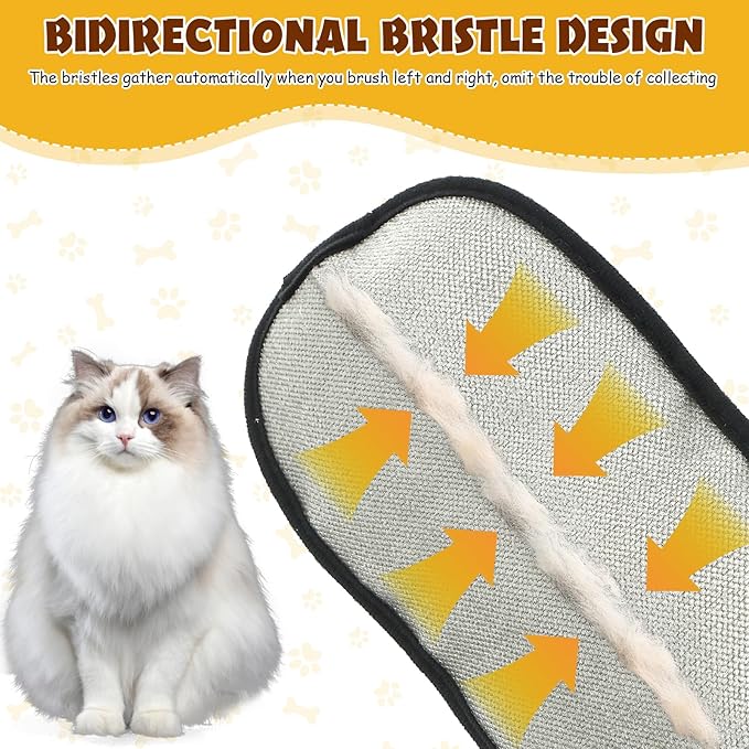 2 PCS Pet Hair Removal Glove, Electrostatic Pet Hair Remover for Cats & Dogs, Cleaning Gloves for Carpet, Couch, Furniture, Car Seat, Double-Sided, Reusable, Washable