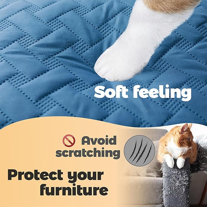 gogobunny 100% Double Sided Waterproof Dog Blanket Soft Pet Bed Cover Reversible Protect Furniture Couch Sofa Car for Puppy Cat Kids (Dark Blue/Light Blue, 68x82 Inch (Pack of 1))