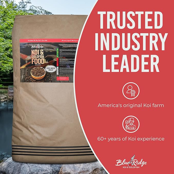 Blue Ridge Koi Fish Food 50lb - Cool Water Wheat 3/16", Fall and Winter Floating Pond Pellets, Ponds Fish Food