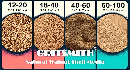 40-60 Grit Ground Walnut Shell Media (10 LBS / 4.55 KG) - Extra Fine Grit for Tumbling, Blasting, Vibratory, Polishing, Deburring