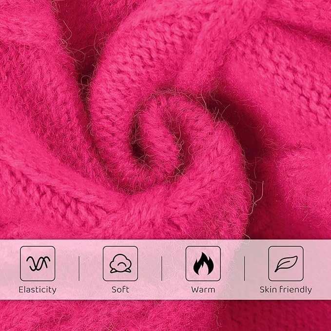 Queenmore Dog Sweater Large Size,Warm Dog Sweaters for Big Dogs,Chunky Knitted Doggy Sweater for Extra Large Dogs Boy Girl, Big Doggie Turtleneck Winter Outfit (Fuchsia,2XL)