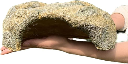 Extra Large Reptile Hide - Resin Snake Caves for Ball Pythons, Simulation Rock Hideout for Habitat, Lizard, Leopard Gecko, Bearded Dragon - Yellowish-Brown