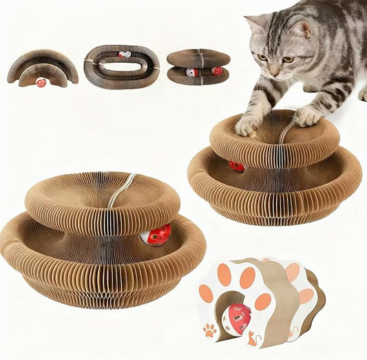 Cat Scratcher Toys for Indoor Cats - 2PCS Kitty Kurlz Magic Organ Cat Scratcher Board, Cardboard Cat Scratching Board Ball Scratcher Pad
