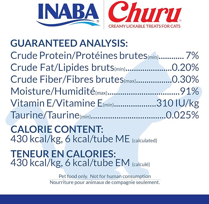 INABA Churu Cat Treats, Lickable, Squeezable Creamy Purée Cat Treat with Green Tea Extract & Taurine, 0.5 Ounces Each Tube, 20 Tubes, Tuna Variety