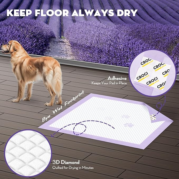 CROCI Dog Pads Extra Large 28x34in, Puppy Pads with Adhesive Tabs Super Absorbent Up to 8 Cups, Disposable (40 Counts)