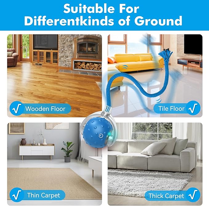 Interactive Cat Ball Toy for Indoor Cats – Fast Rolling on Carpets, Motion Activated with Chirping Sounds, Enrichment Play for Active & Bored Cats