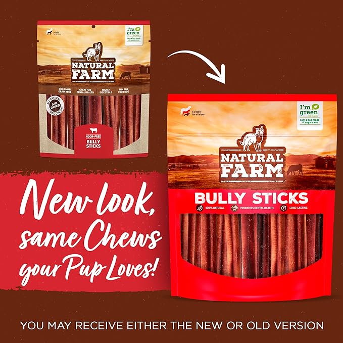 Natural Farm Odor-Free Braided Bully Sticks (12 Inch, 5 Pack) - 100% Grass-Fed Beef, Grain-Free, Low Fat & Fully Digestible Best Dental Treats - Safest Long Lasting Pizzle Chews to Keep Your Dog Busy