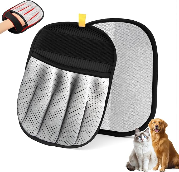 LAVORA Cat and Dog Hair Removal Products, Five-Finger Electrostatic Pet Hair Removal Glove, Reusable Magic Brush Fur Remover for Laundry, Couch & Home Use (Gray)