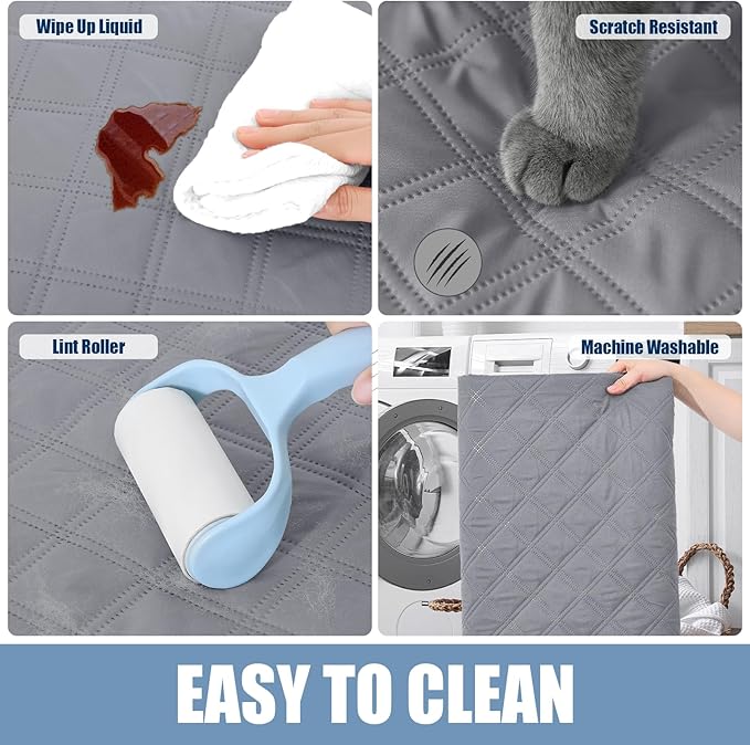 Smiry Waterproof Dog Bed Cover Pet Blanket, Soft Washable Dog Blanket for Furniture Bed Couch Sofa Reversible, Checkered (82"x102", Grey/Light Grey)