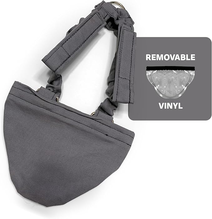 Hen Holster Bikini Diaper, Bird Diaper & Harness for Hens, Roosters, Ducks, Geese - with Removable Vinyl Liner, Adjustable Fit for Outdoor Adventures & Indoor Use - Easy to wear - S/M, Gray