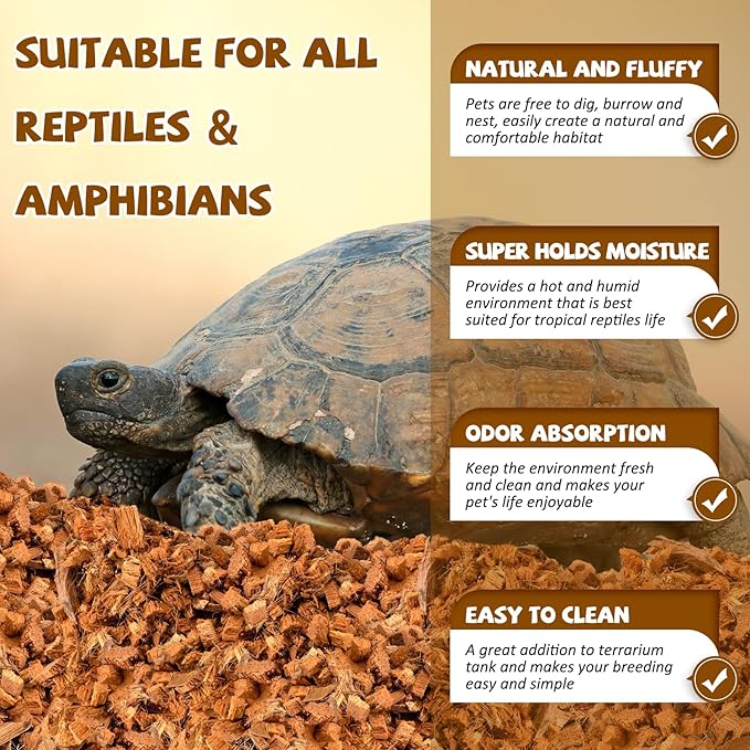 Legigo 2 Pack Coconut Chip Substrate for Reptiles, Natural Coco Husk Chip Reptiles Bedding, Compressed Coconut Chip Substrate for Snake, Tortoise, Ball Python, Gecko, Lizard Terrarium Tanks