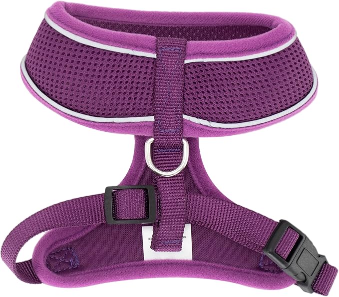 AIITLE Reflective Dachshund Harness, Soft No-Pull Design, Breathable 3-Layer Mesh for Medium Dogs, Adjustable Fit for Hiking, Training – Fits Pugs, Bichon Frise (XL, Purple)