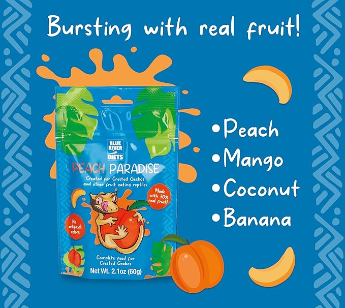 Crested Gecko Diet | Peach Paradise | All Natural Low Fat Complete Gecko Food | 2.1oz
