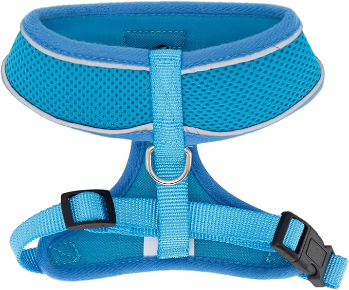 AIITLE No Pull Dog Harness with Triple-Layer Mesh, Reflective & Adjustable Chest Belt, Easy On/Off for Pekingese, Schnauzer – Durable for Daily Walks, Parties (L, Blue)