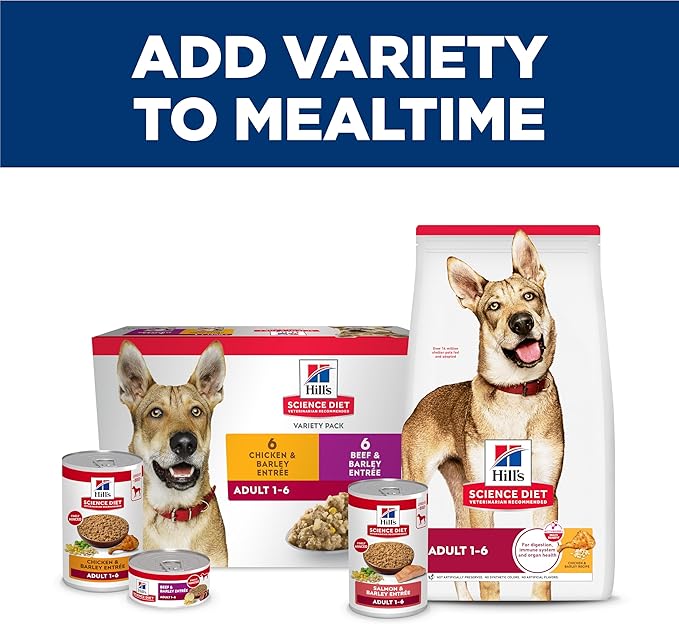 Hill's Science Diet Adult 1-6, Adult 1-6 Premium Nutrition, Wet Dog Food, Salmon & Barley Loaf, 13 oz Can, Case of 12