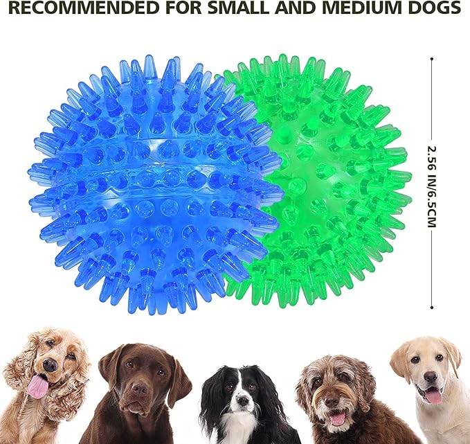 petizer 6 Pack Squeaky Dog Toy Balls - Floating Pool Balls, Spiky Durable Fetch Toys for Puppy Teething