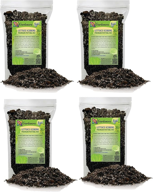 Gardenera Premium Potting Soil Blend for Lettuce Iceberg - The Ultimate Mix for Healthy, Vibrant, and Crisp Lettuce - 20 Quart