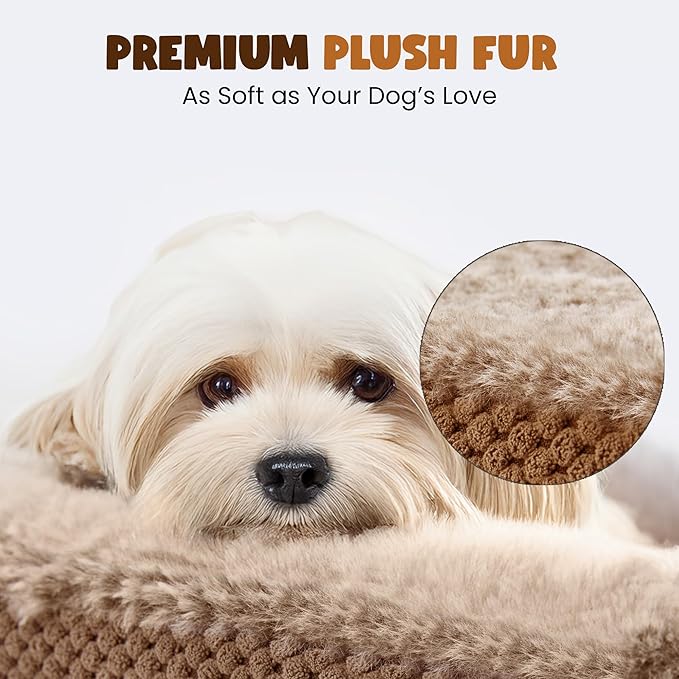 XXL Dog Bed for Extra Large Dogs – Orthopedic Egg Crate Foam Couch with Bolster, 4.7-inch Thick, Washable Removable Cover, Plush Sofa Pet Bed, XLarge Sized, 52"x40", Camel
