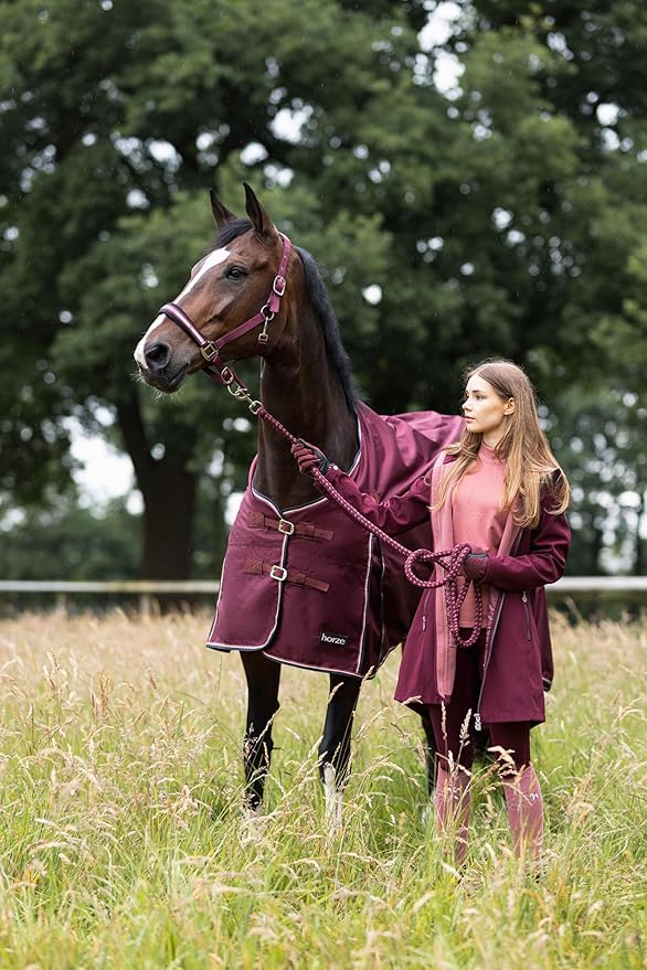 HORZE Glasgow Light Weight Waterproof Turnout Horse Sheet (No Fill) - Burgundy - 72 in