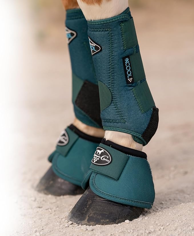 Professional's Choice 2XCOOL Sports Medicine Horse Boots | Protective & Breathable Design for Ultimate Comfort & Durability in Active Horses | Value 4 Pack | Medium Emerald