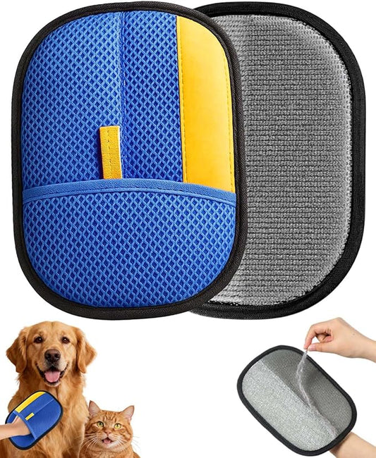 Pet Hair Removal Glove, Thickened Electrostatic Pet Hair Remover Glove for Cats & Dogs, Reusable Powerful Cat Grooming Gloves, Pet Hair Remover Tool for Clothing, Couch, Furniture, Car Seats (Blue)