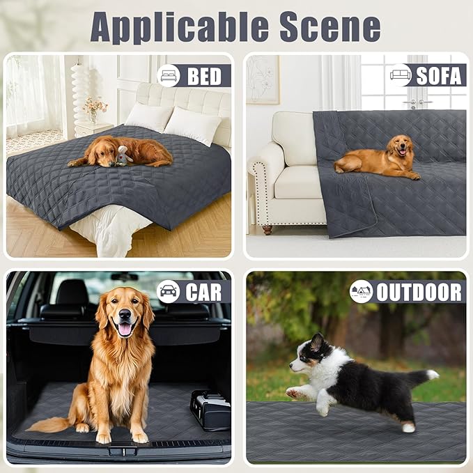 Smiry Waterproof Dog Bed Cover Blanket 68x82, Soft Reversible Pet Blanket, Washable Leakproof Cats Dogs Couch Cover for Sofa, Couch, Furniture, Lattice, Dark Grey/Dark Grey