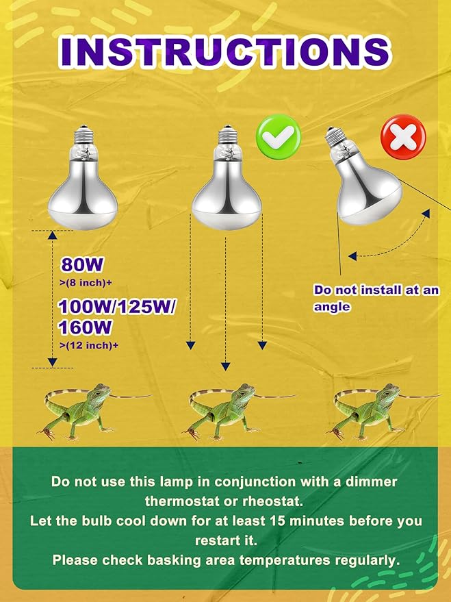 Heat Lamp Bulb, 160 Watt Pack of 2 Full Spectrum UVA UVB Reptile Heat Bulb, Basking Spot Light, Simulate Natural Sun Light for Reptile and Amphibian, Pack of 2