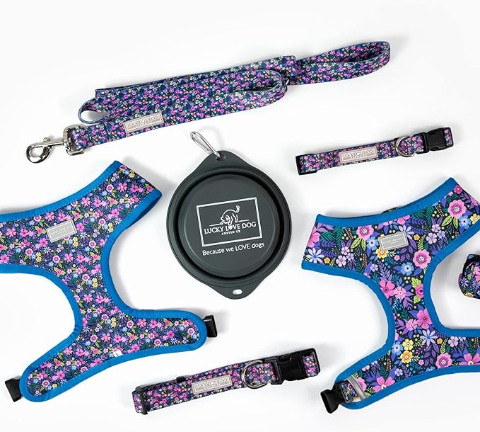 Lucky Love Dog, Girl Reversible Dog Vest, Purple Floral Pattern Large Dog Vest, Primrose, Large