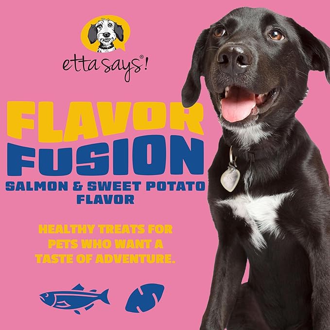 etta says! Flavor Fusion - All Natural Rawhide Free Chews for Dogs 2oz Chew- Salmon and Sweet Potato - Made in The USA (12 Count Pack of 1)