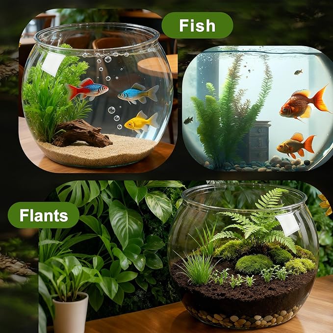 Geelin 5 Gallon Plastic Fish Tank Large Bowl Shatterproof with Crystal Clear Clarity for Terrarium, Flower Vase Centerpiece Gift for Fish Lovers (Round)
