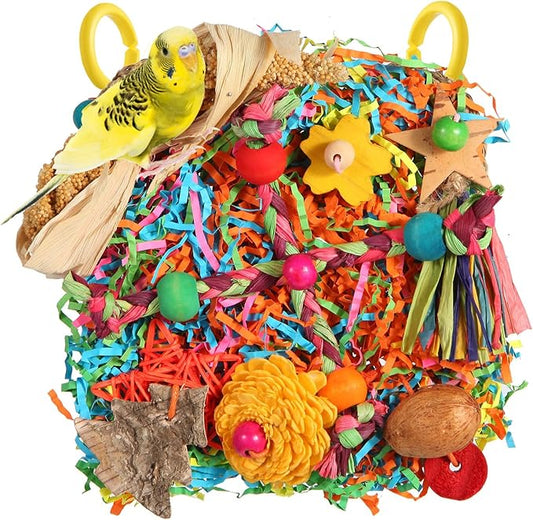 Bird Toys, Parakeet Toys Bird Foraging Toys Grass Mat Climbing Wall for Parakeet,Parrot,Cockatiel,Conure,Lovebird,Budgie Cage Small to Medium Birds (Twinkle Star)