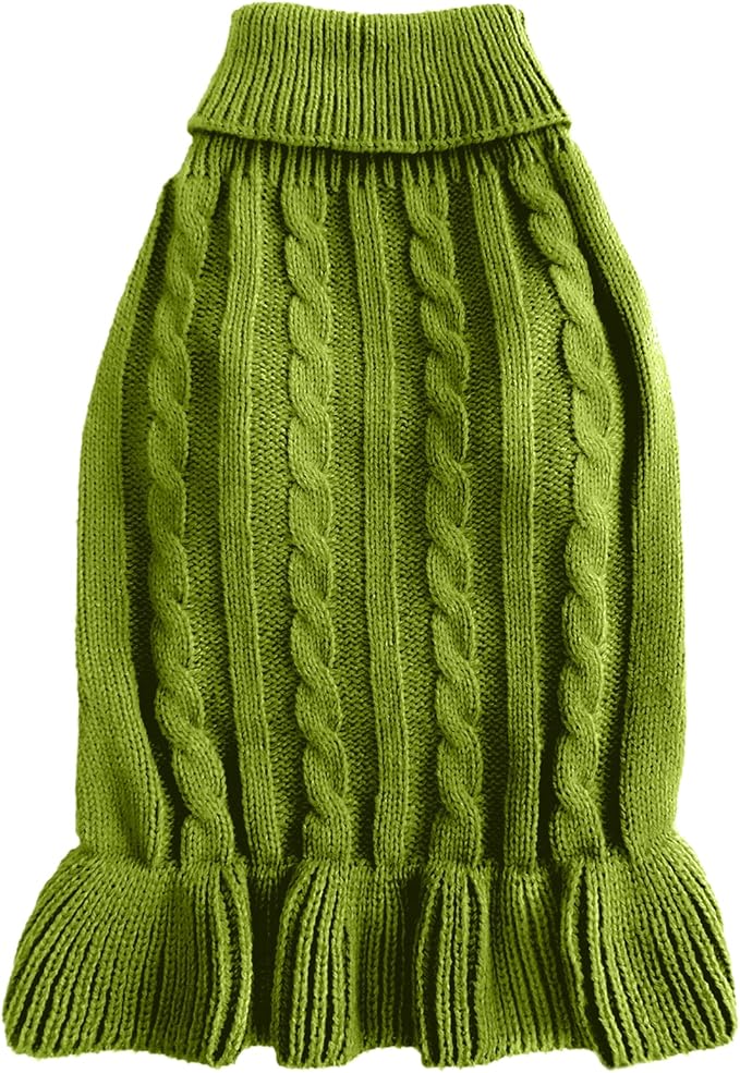 CHBORCHICEN Small Dog Sweaters Knitted Pet Cat Warm Dog Sweatshirt Winter Clothes Kitten Puppy Sweater (XS, Dress-Light Green)