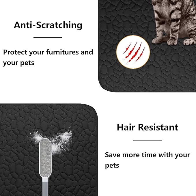 Waterproof Dog Blanket, Washable Anti-Slip Pet Couch Covers for Sofa,Pet Hair Resistant Blankets Bed Chair Furniture Couch Protector for Dogs-68x82,Black