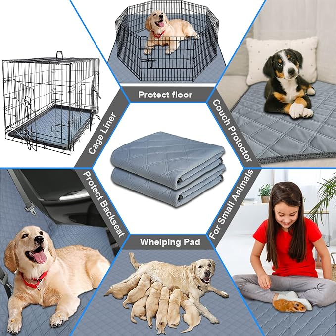 RIOUSSI Washable Pee Pads for Dogs, Reusable, Absorbent, Leakproof, Non Slip Pet Puppy Pads for Potty Training. Light Gray, 20x28 Inch(4pack)