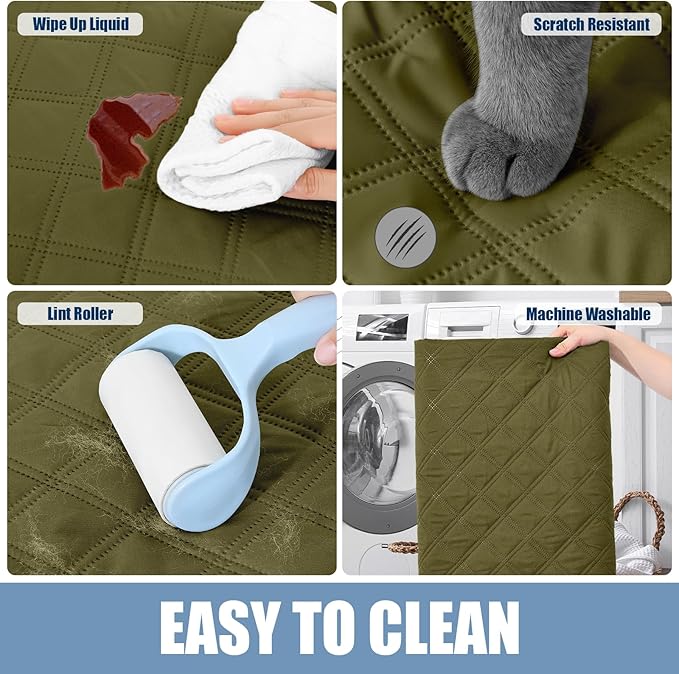 Smiry Waterproof Dog Bed Cover Pet Blanket, Soft Washable Dog Blanket for Furniture Bed Couch Sofa Reversible, Checkered (30"x70", Green/Navy)