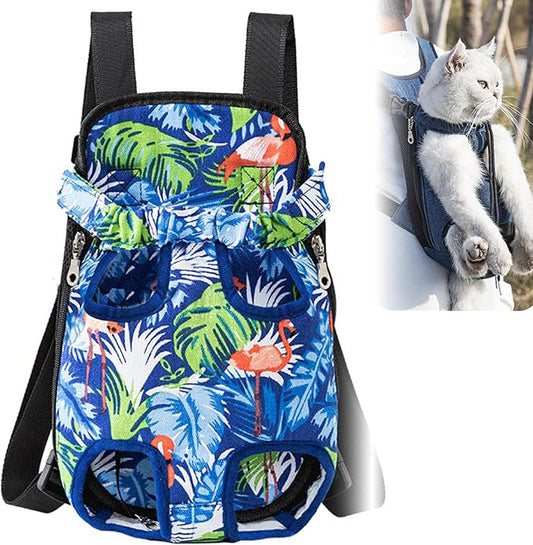 Portable Pet Carrier Backpack, Adjustable Pet Front Cat Dog Carrier Backpack Travel Bag for Small Medium Dogs Cats Puppies, Cat Backpack Carrier for Hiking Cycling (H, L)
