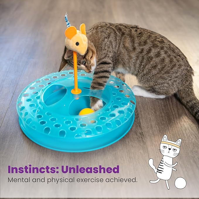 Catstages Cheese Chase Interactive Cat Track Toy with Balls and Catnip Toy, Multicolored