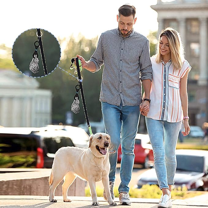 PuppyDoggy Dog Poop Bag Holder for Leash Waste Bag Carrier Dog Poop Bag Dispenser for Walking Running Bicycle Accessory 4 Pieces (Black + Mixed Blue)