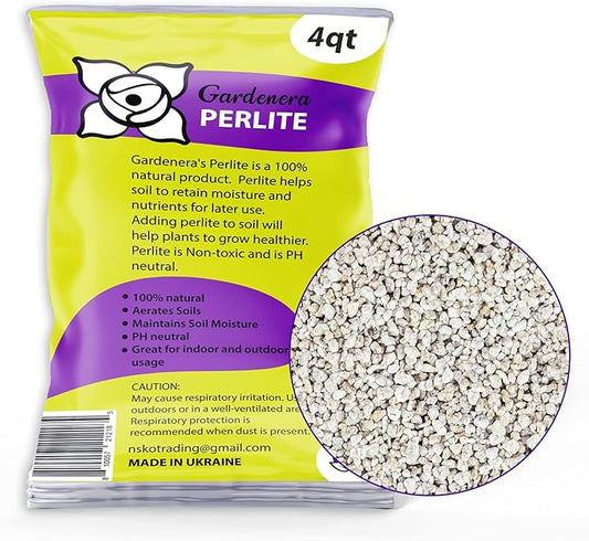 Gardenera Organic Perlite - Medium/Fine Grade (5 Quart Bag) Horticultural Soil Amendment for Indoor & Outdoor Container Plants for Drainage Management and Enhanced Growth