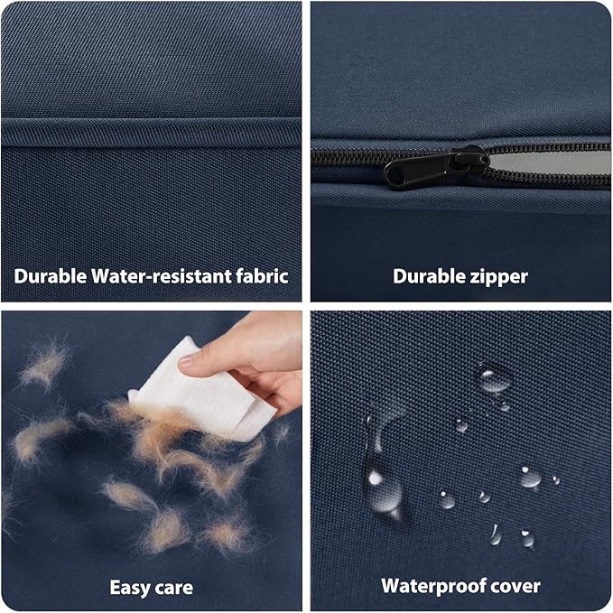 BFPETHOME Outdoor Dog Bed for Large Dogs, Waterproof, Orthopedic with Removable Washable Cover, Egg Crate Foam - 54 x 36 in, Navy